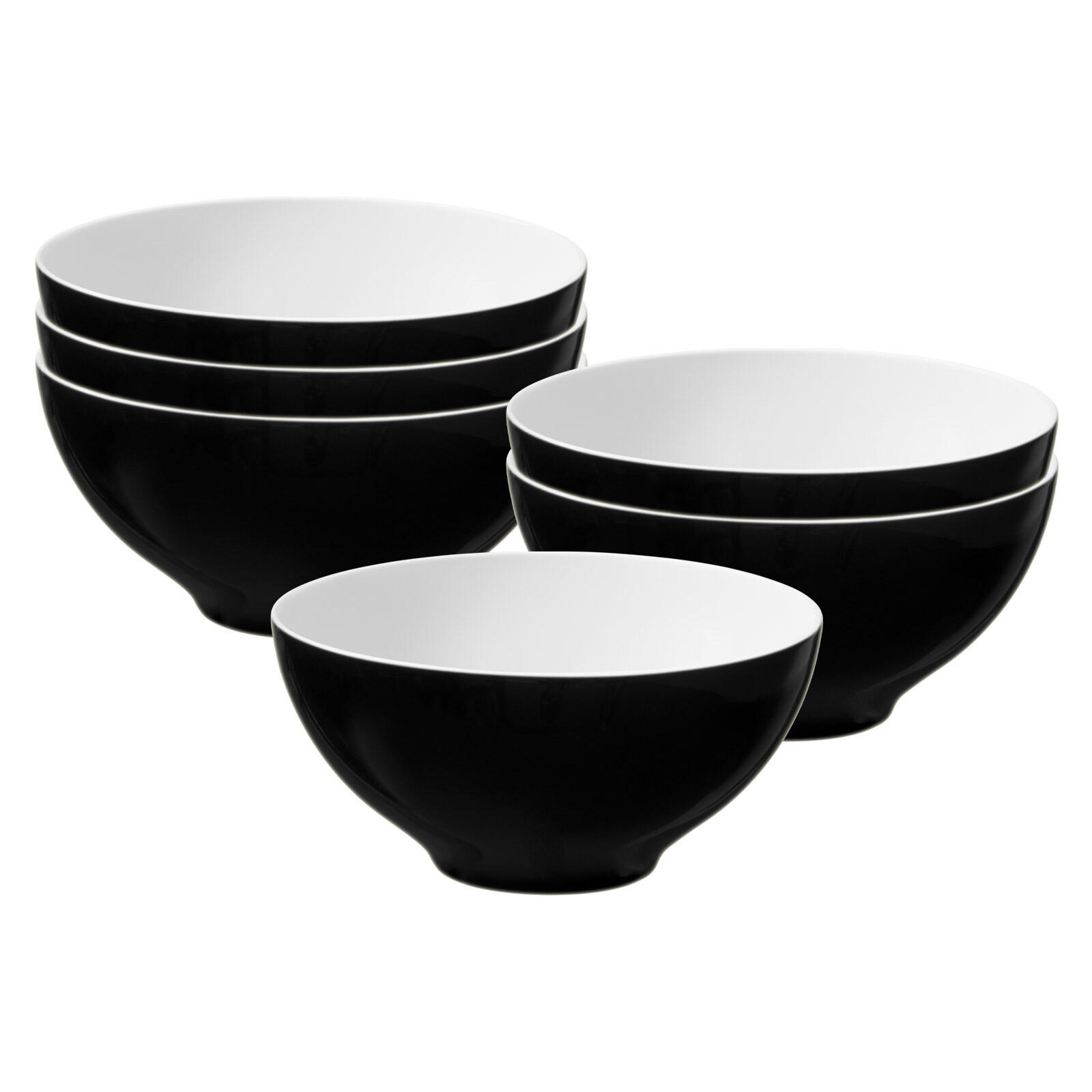 SCHÜSSELN Life Fashion Glamorous Black ø 15,5 cm 6er Set - Schwarz, Keramik (15.5cm) - Seltmann Weiden