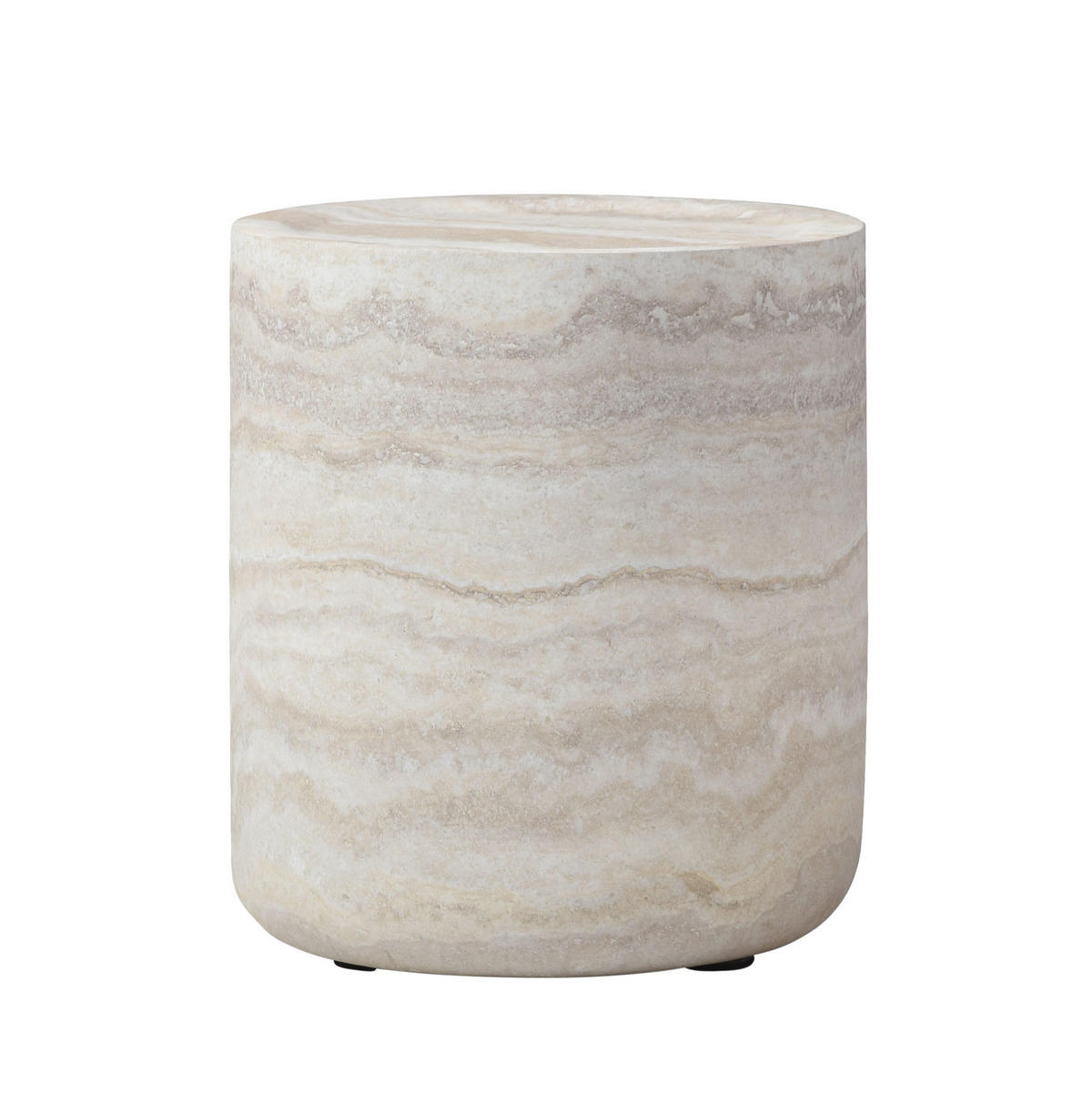 BEISTELLTISCH aus Fiberglas 40x40x45 cm Beige in Travertin-Optik, wasserabweisend und kratzfest - Beige, Glas (40/40/45cm) - Modfu