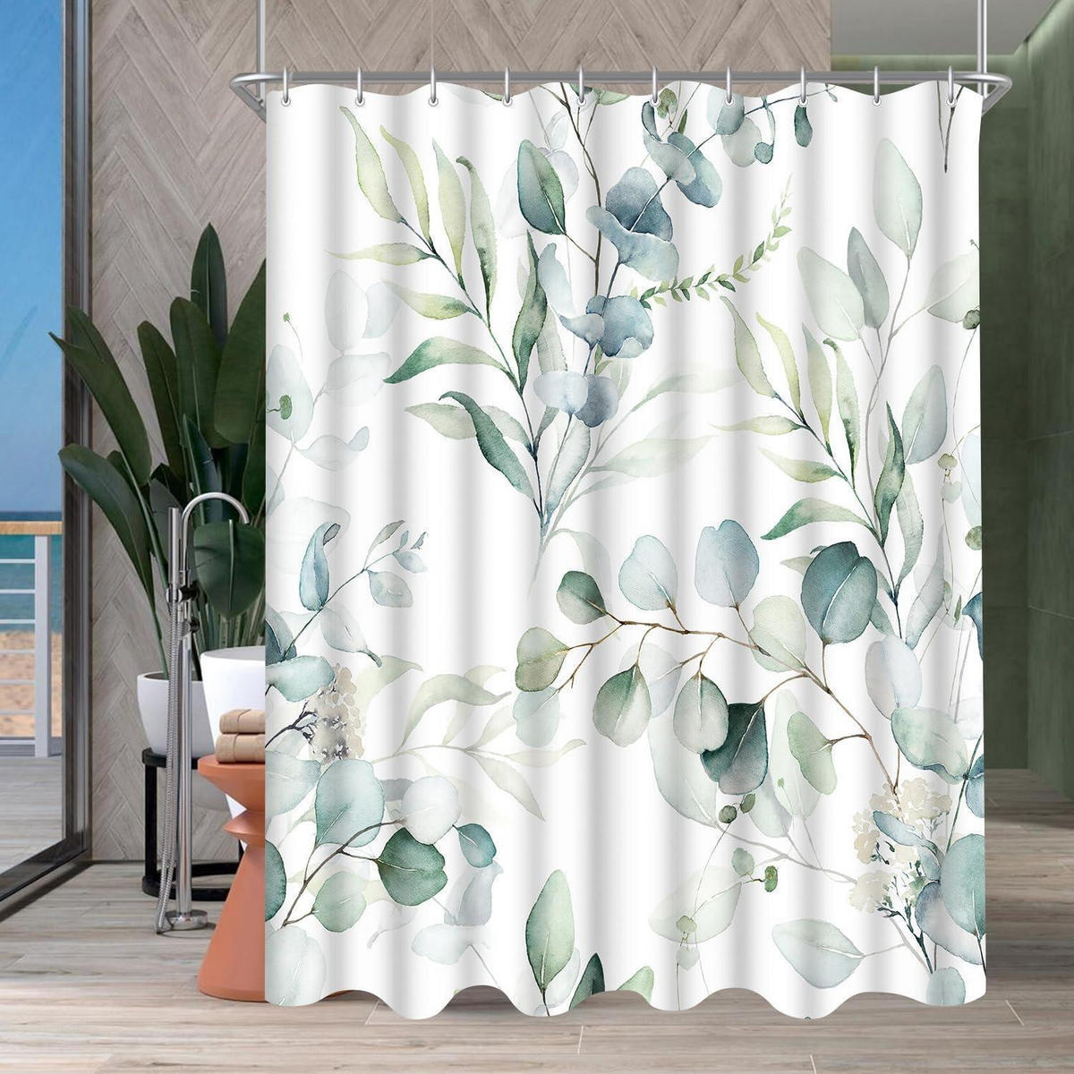 DUSCHVORHANG Blatt 180 x 170 cm Polyester Wasserabweisend Waschbar - Multicolor, Textil (180/170cm)