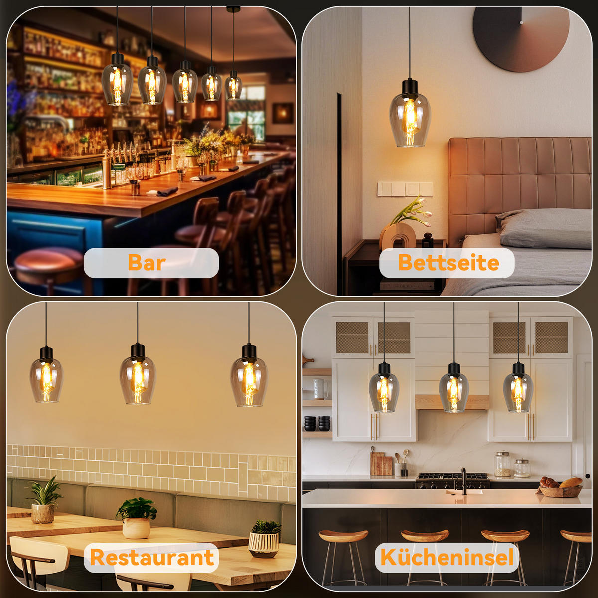 PENDELLEUCHTE Mark 10/10/120 cm - Schwarz, Glas (10/10/120cm) - ZMH