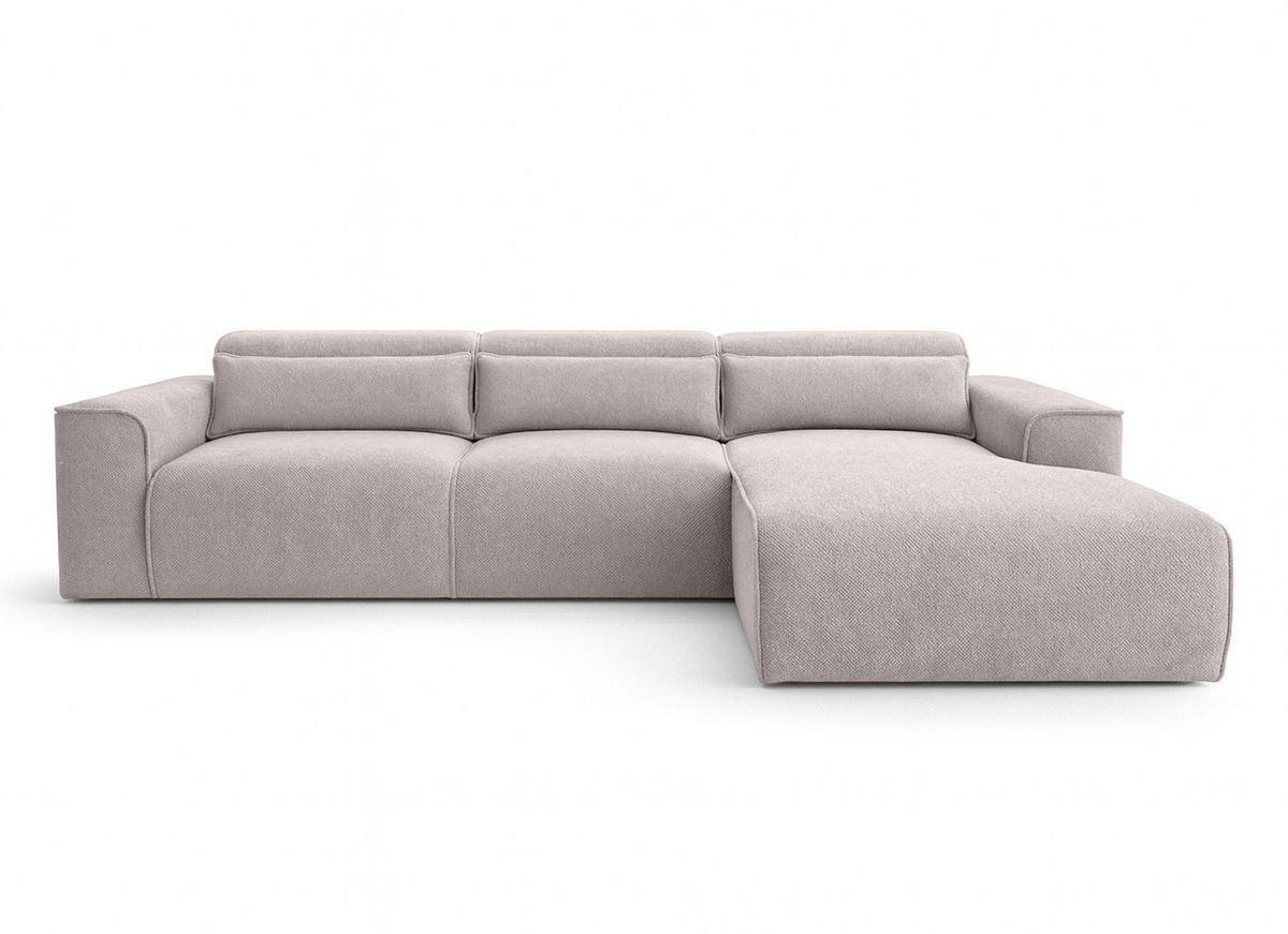 ECKSOFA L Form Ruyam Creme 310/165/78 cm – Schlaffunktion Rechts - Creme/Schwarz, Kunststoff/Textil (310/170cm) - AX Living