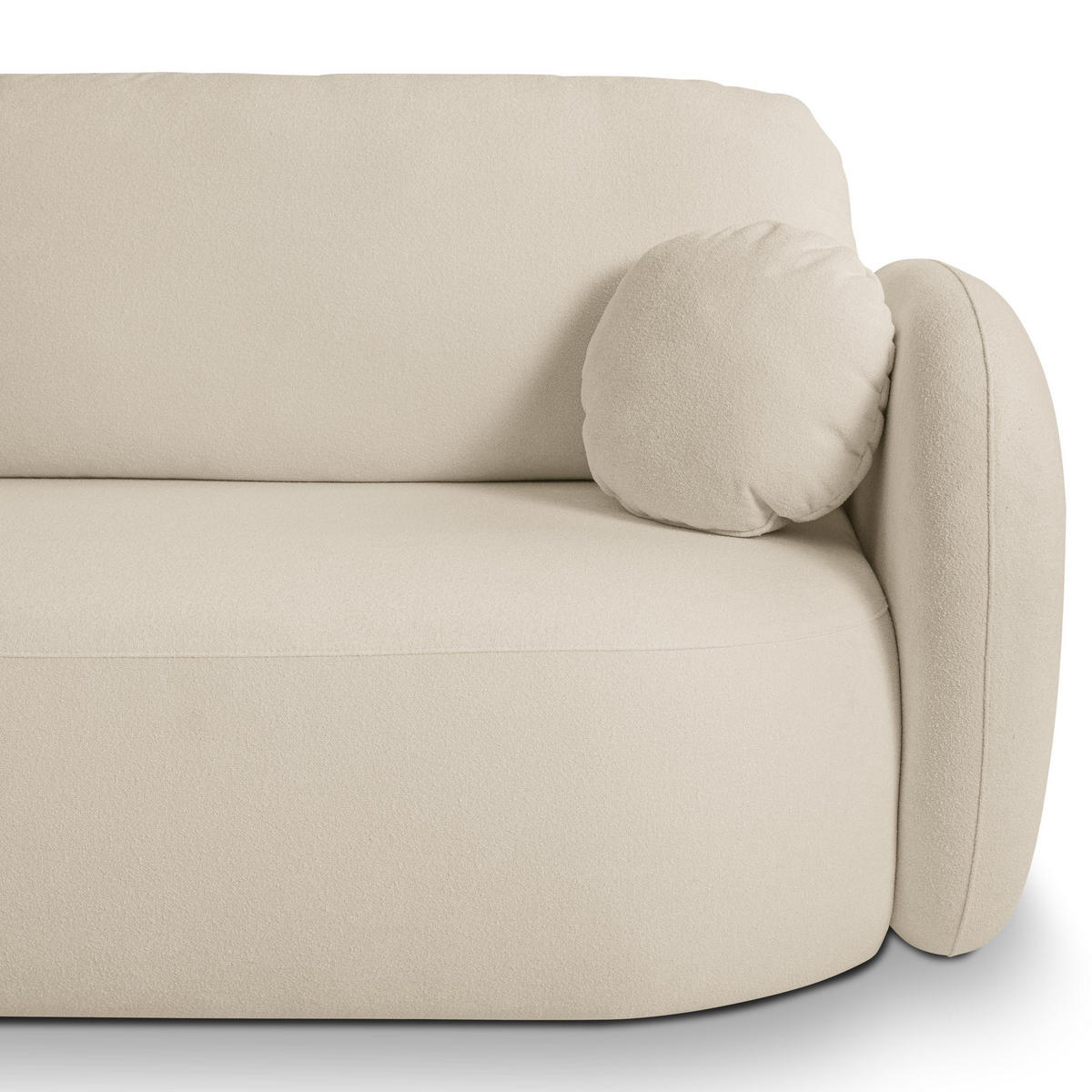 ECKSOFA AMICO L-S Creme Geflochtener Stoff mit Schlaffunktion - Creme, Holz (248/174cm) - MASSENO