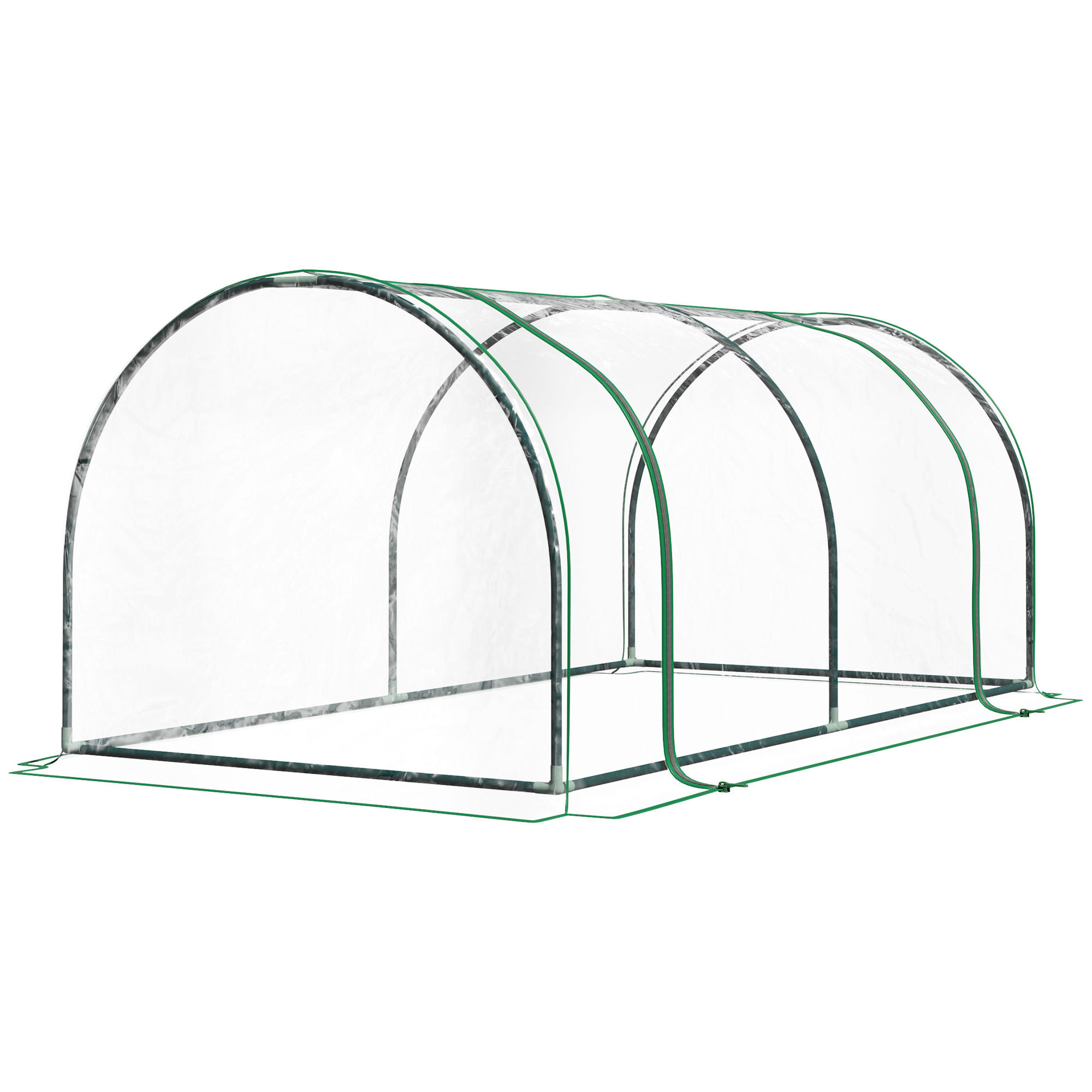 FOLIENGEWÄCHSHAUS, Transparent+Grün, kunststoff(Folie), Stahl(Gestell) - Grün, Metall (100/80/200cm) - Outsunny