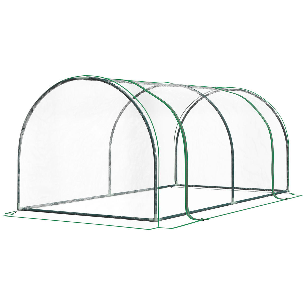 FOLIENGEWÄCHSHAUS, Transparent+Grün, kunststoff(Folie), Stahl(Gestell) - Grün, Metall (100/80/200cm) - Outsunny
