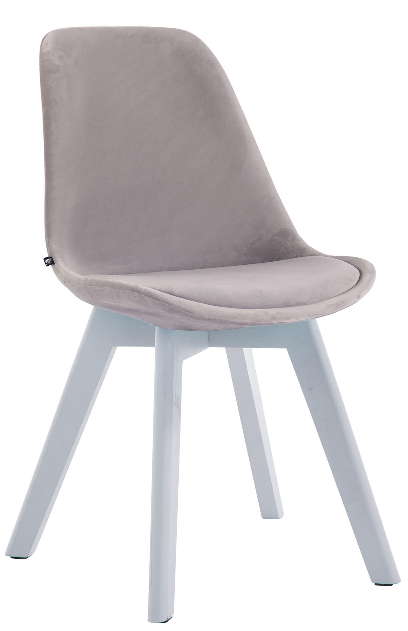 STUHL Samt grau - Weiß/Grau, Holz/Textil (48/84/55cm) - CLP