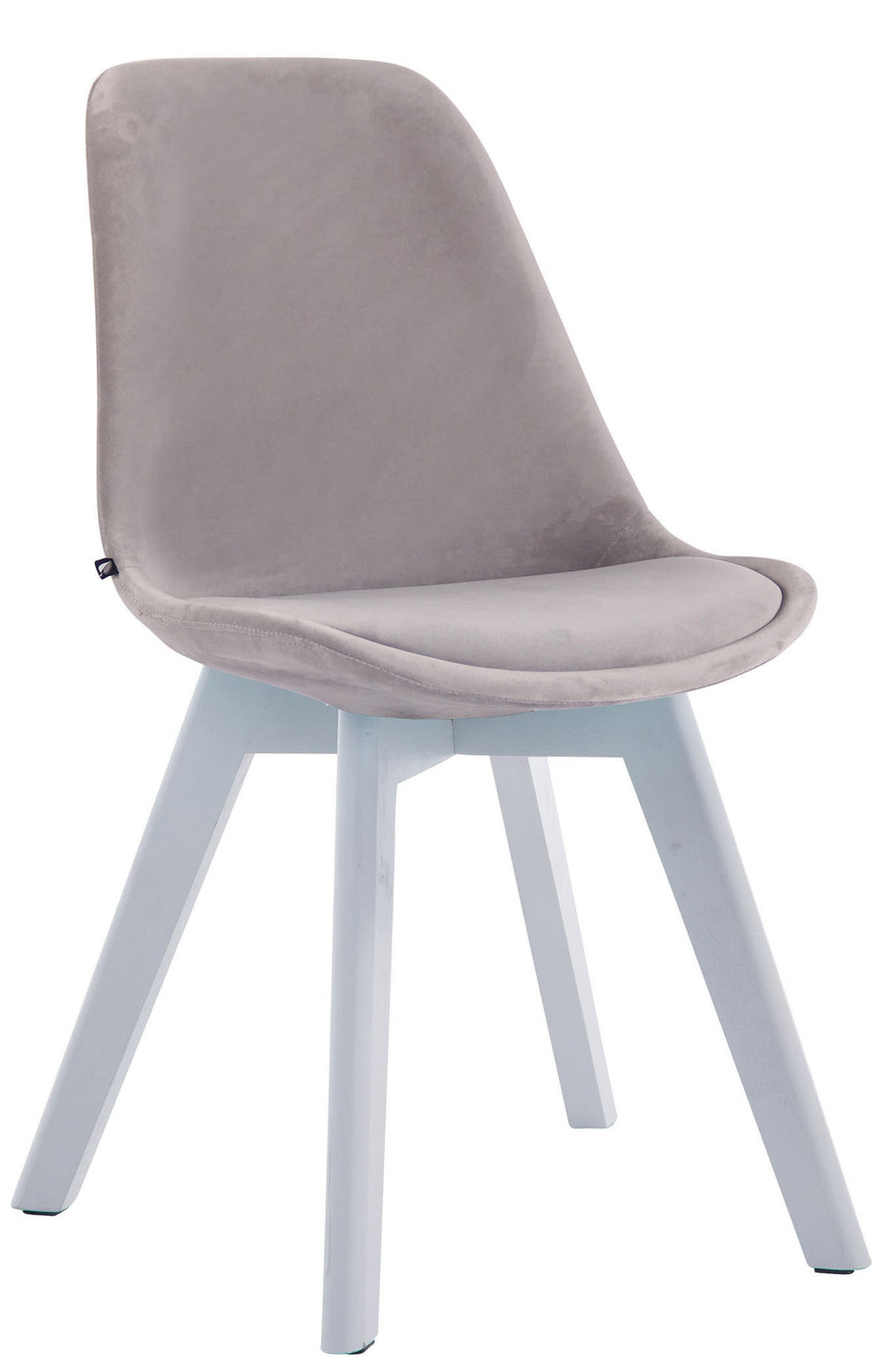 STUHL Samt grau - Weiß/Grau, Holz/Textil (48/84/55cm) - CLP