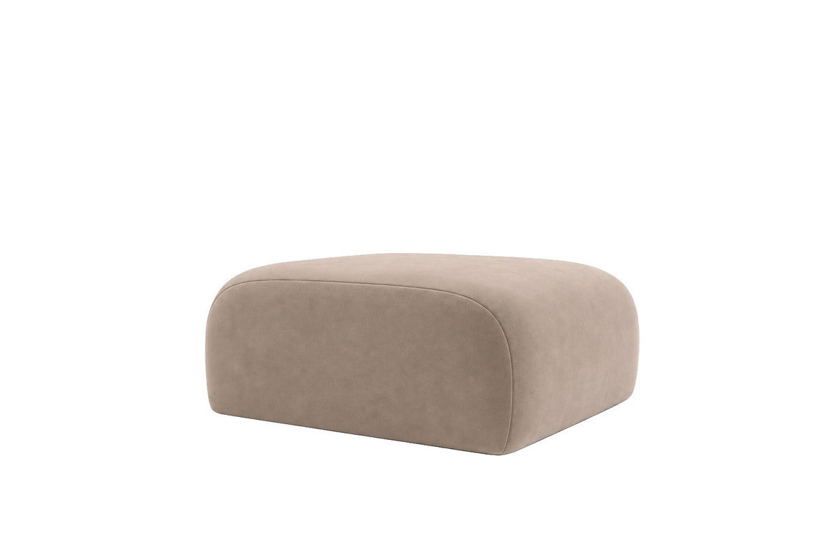 HOCKER, Sitzhocker, Velvet-Stoff Bluvel, Latte, GRETA - Hellbraun, Holz (91/40/89cm) - Kaiser Möbel