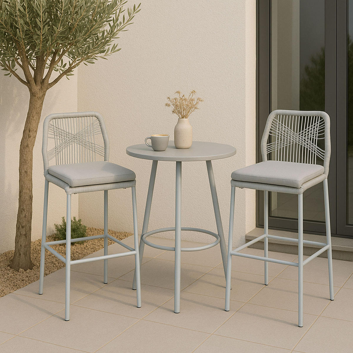 BARSKI STOL Svetlo siva - svetlo siva, kovina (45/101/52cm) - MCW