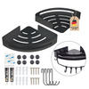 DUSCHABLAGE mit 2 Haken (2tlg-Set) - Schwarz, Metall (22.5/4.5/30.5cm) - Intirilife