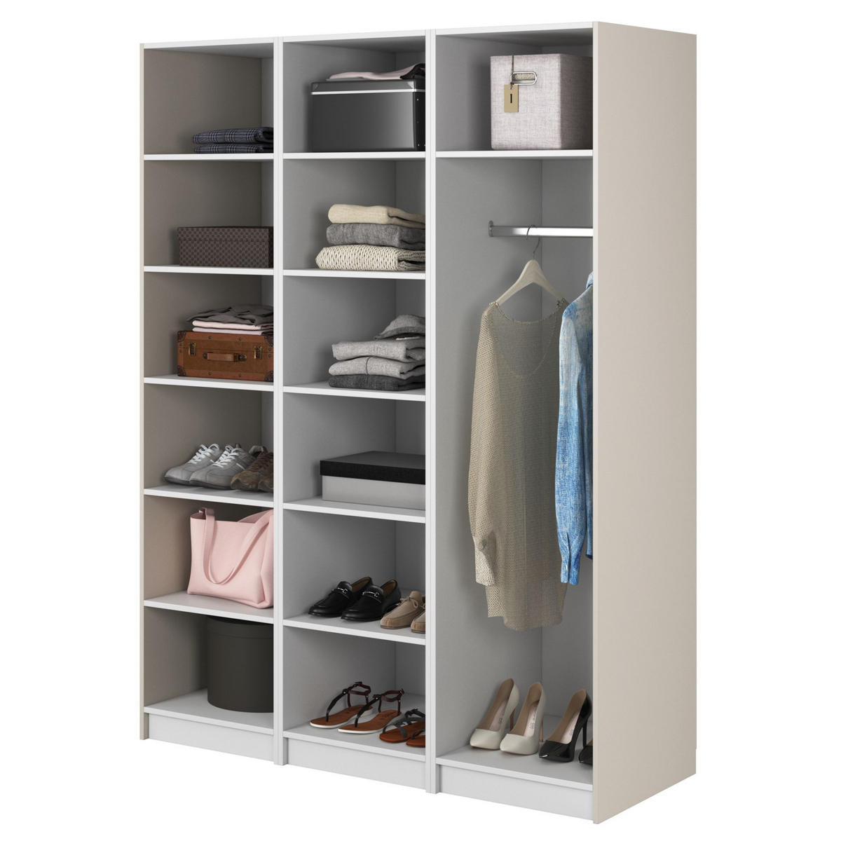 KLEIDERSCHRANK Frame Greige 150 cm - Taupe/Goldfarben, Holzwerkstoff/Metall (150/200.5/57cm) - Selsey