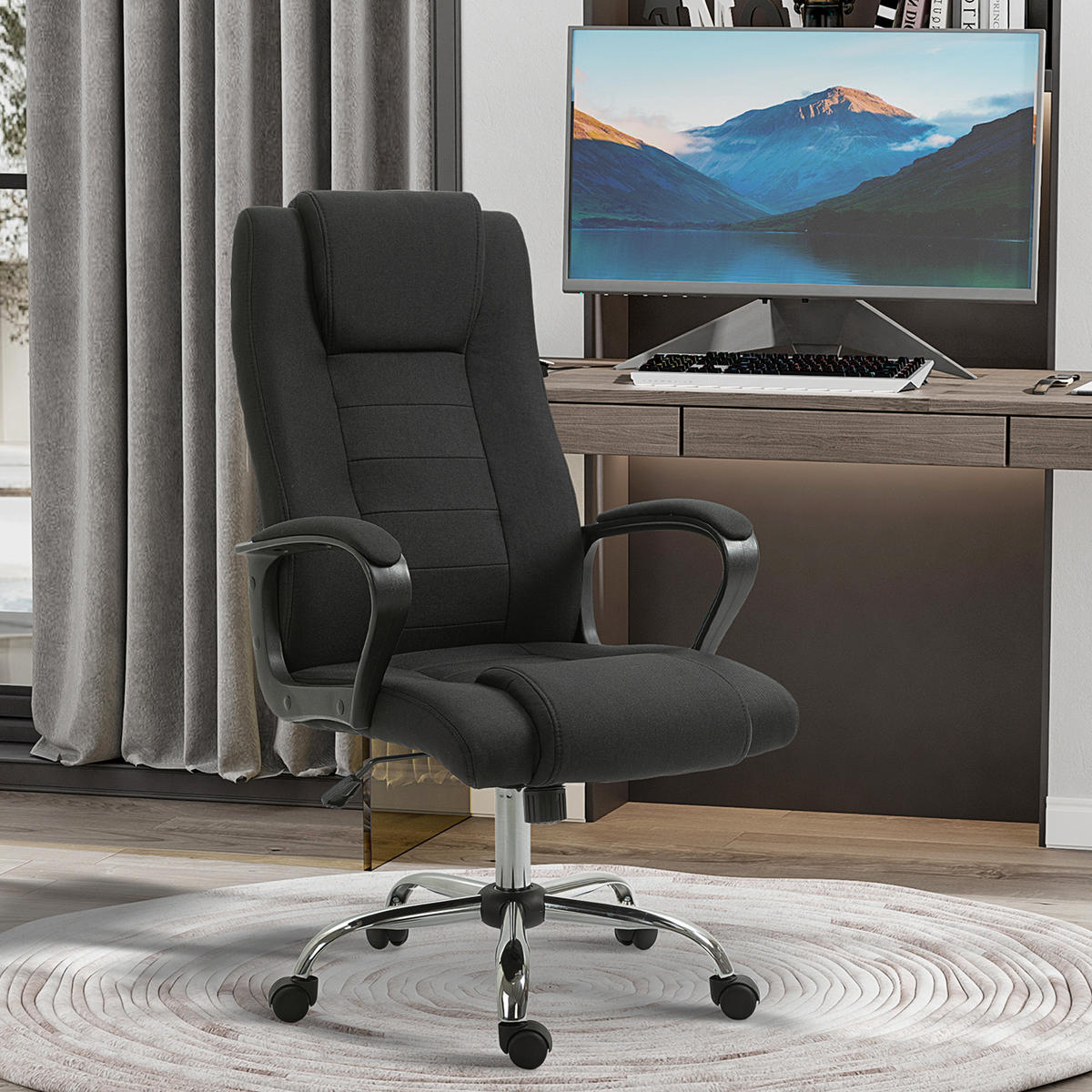 BÜROSTUHL, Computerstuhl, Schwarz - Schwarz, Kunststoff (60/129/65cm) - Vinsetto