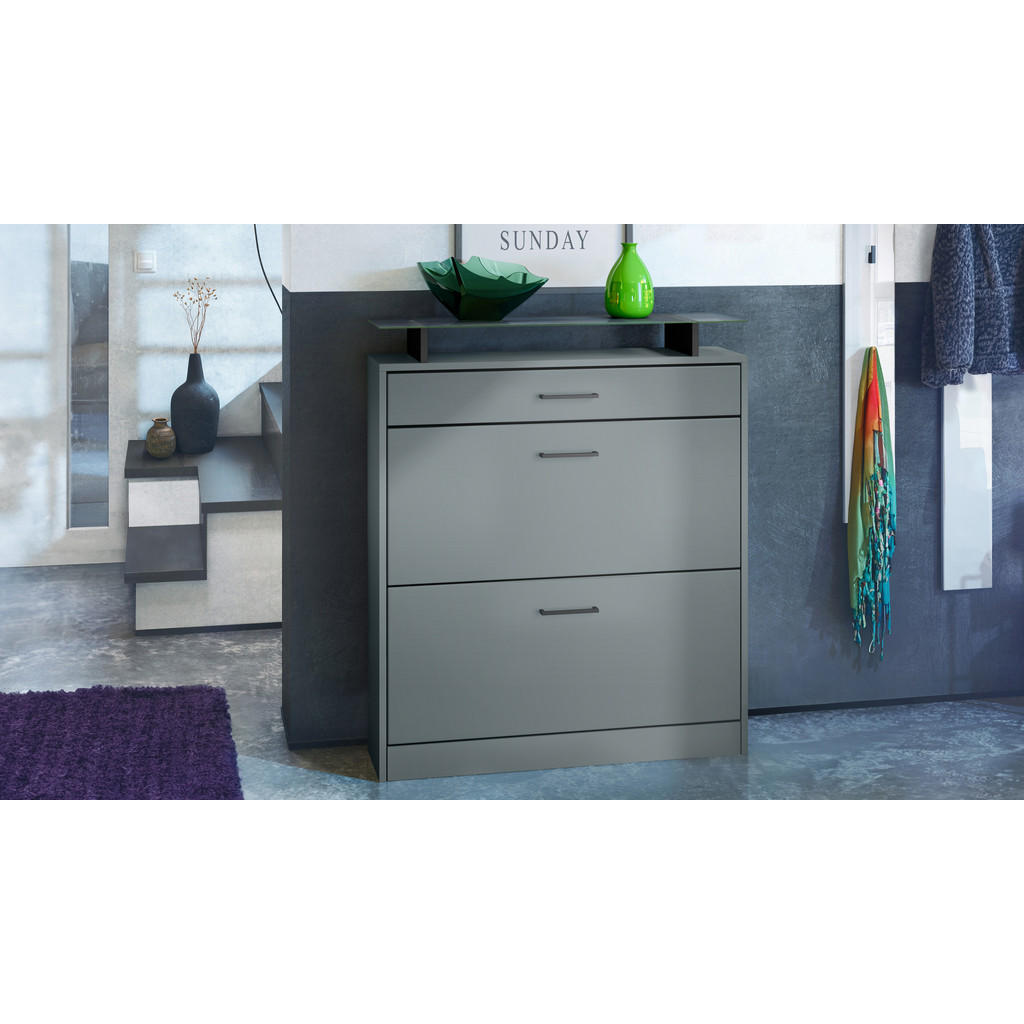 Thumbnail - Vladon Schuhschrank, Dunkelgrün, Holzwerkstoff, 89x104x23 cm, Garderobe, Schuhaufbewahrung, Schuhkipper