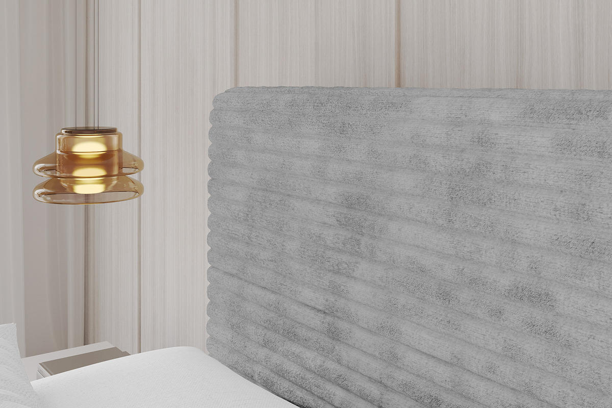 POLSTERBETT mit Bettkasten, Fußteil und Lattenrost, Boxbett mit Matratze H3/H4 - ALOVA-Z 180x200 Hellgrau - Hellgrau, Holzwerkstoff/Textil (180/200cm) - ALTDECOR