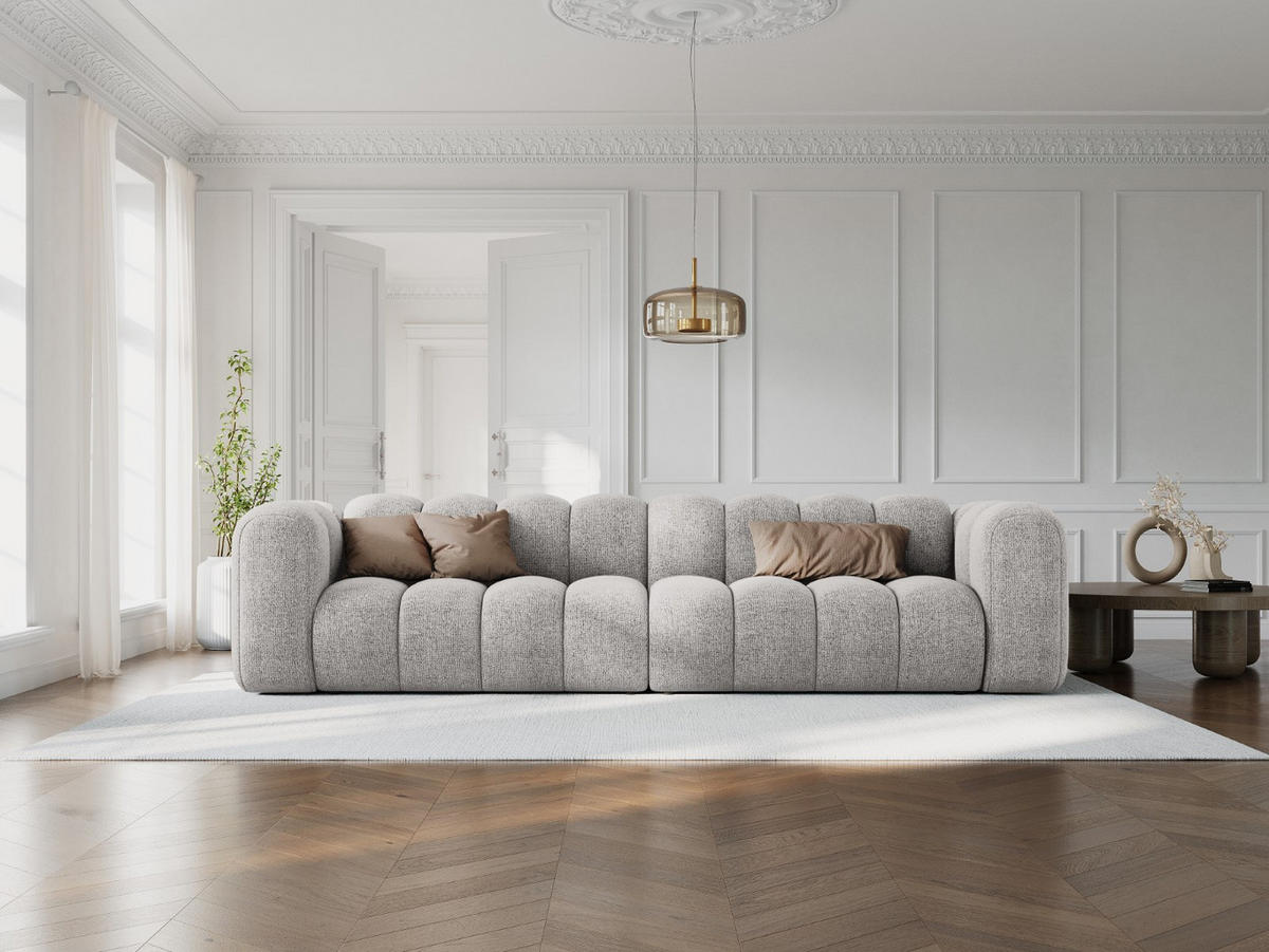 SOFA modular Lupine aus Chenille-Stoff hellgrau 4 Sitzplätze - Hellgrau, Textil (95/70/290cm) - Micadoni
