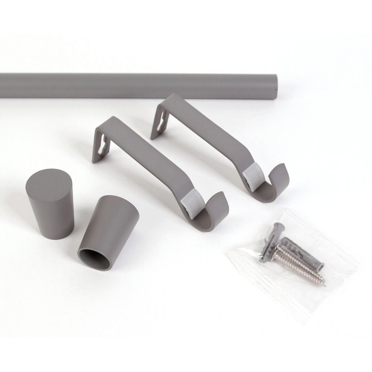 GARDINENSTANGE 1-lauf Kegel - Grau, Metall (140cm) - Deco-Raum