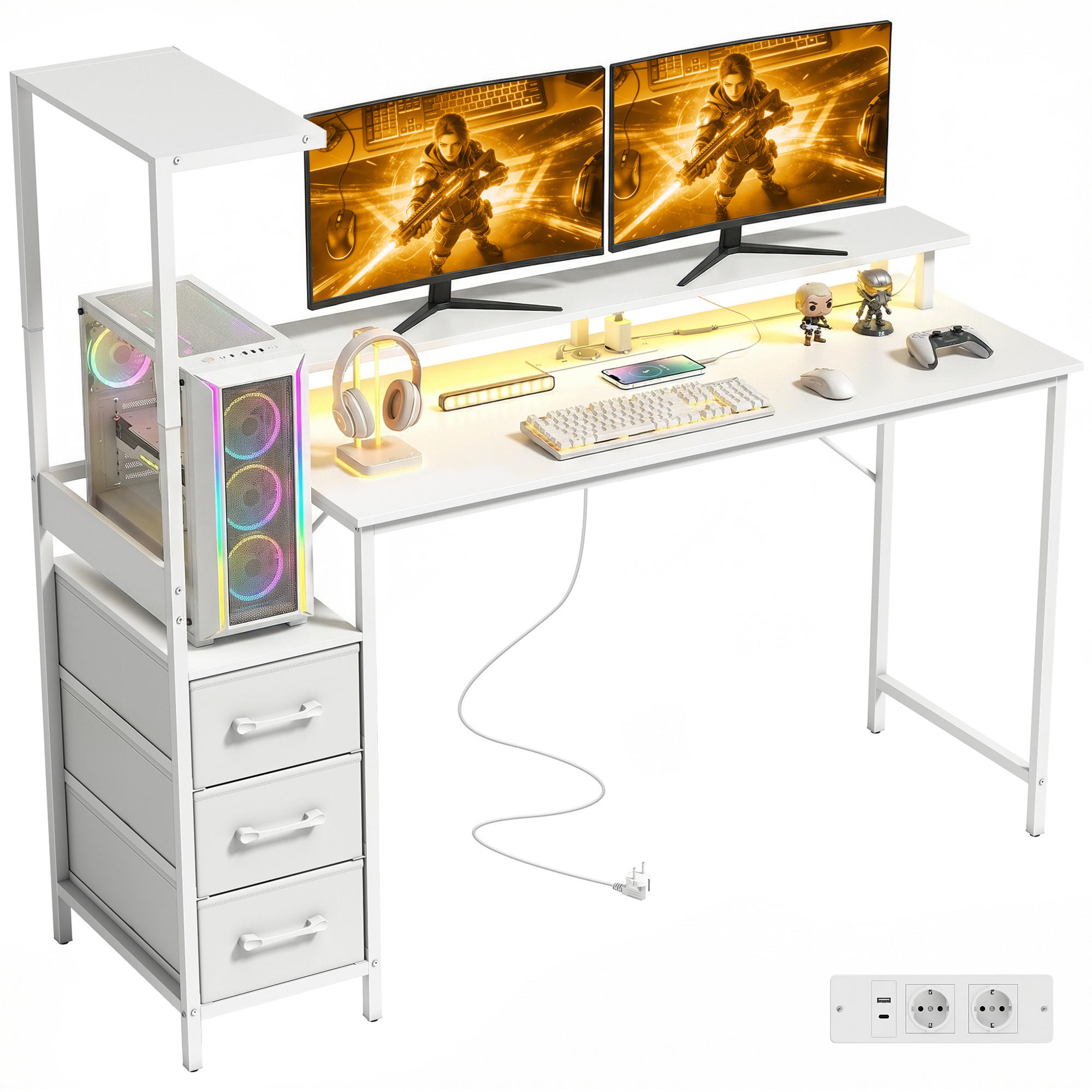 BÜROTISCH Weiß 1 Stück - Weiß, Holzwerkstoff (47/147/130cm) - GiPP
