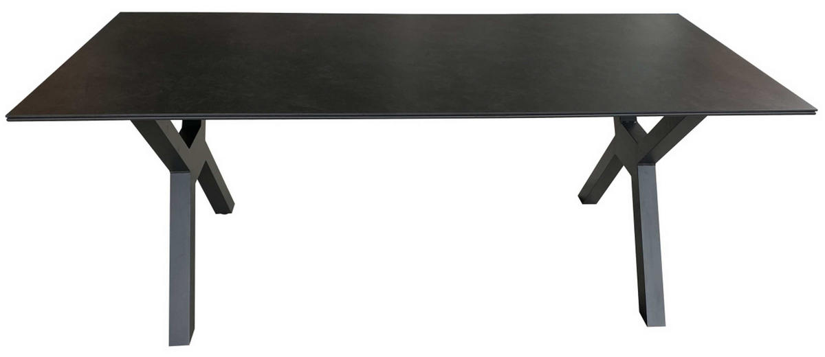 TISCH Granada 200 x 90 cm dark grey Aluminium - Grau, Metall (200/90/76cm) - Mr. Deko