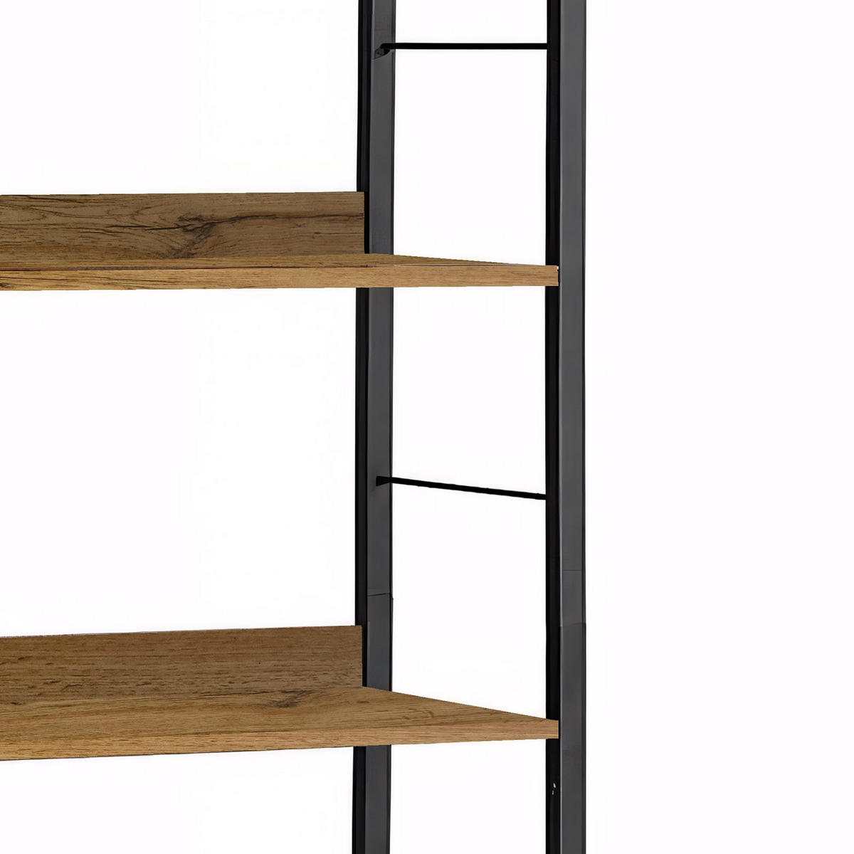 STANDREGAL Holzoptik Metall Erlefarben Schwarz 6 Ebenen 178x60x30 cm - Erlefarben/Schwarz, Holzwerkstoff/Metall (60/178/30cm) - Begryf