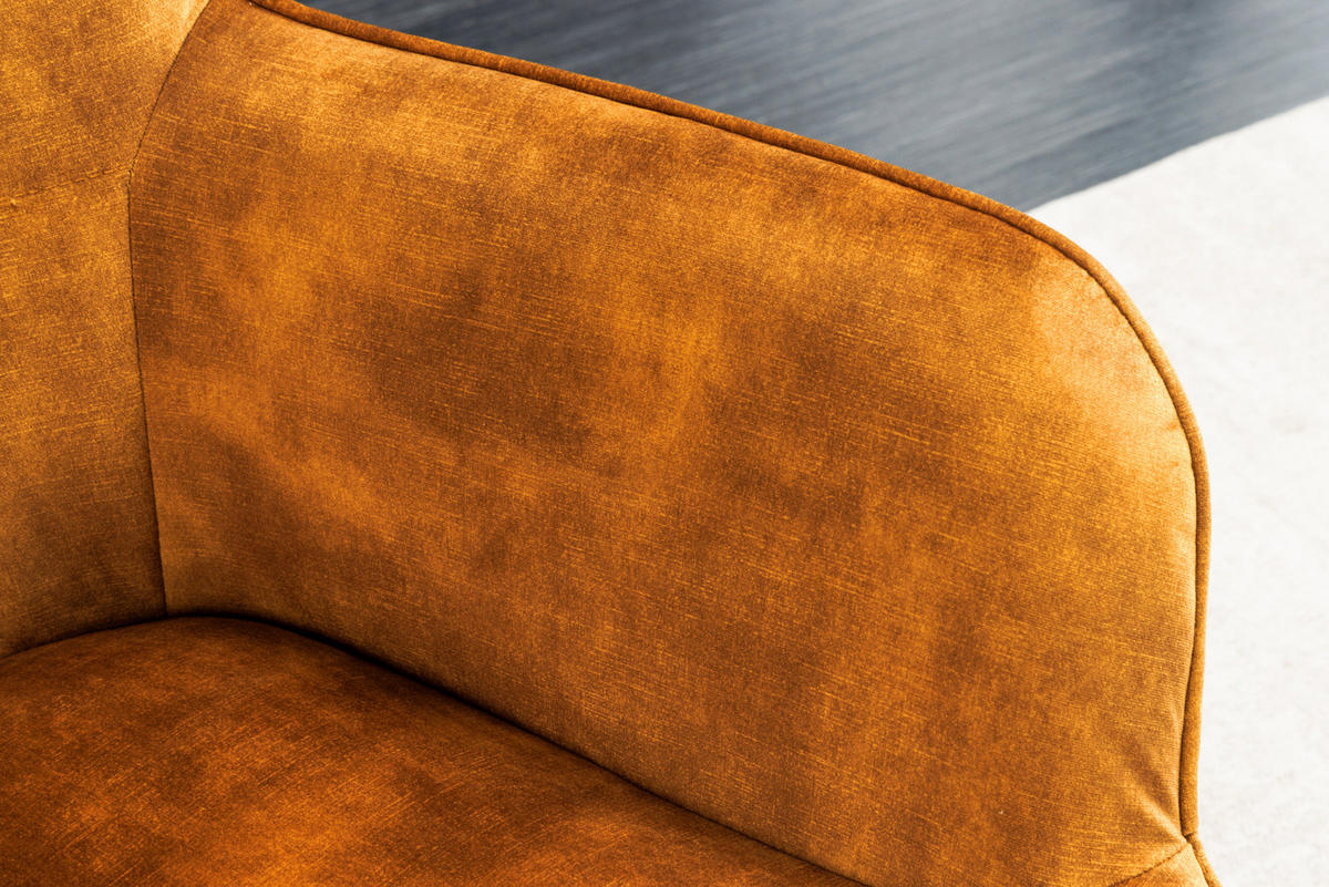 SESSEL SCANDINAVIA Samt Senfgelb 100 cm - Gelb/Schwarz, Textil/Metall (72/98/79cm) - riess-ambiente