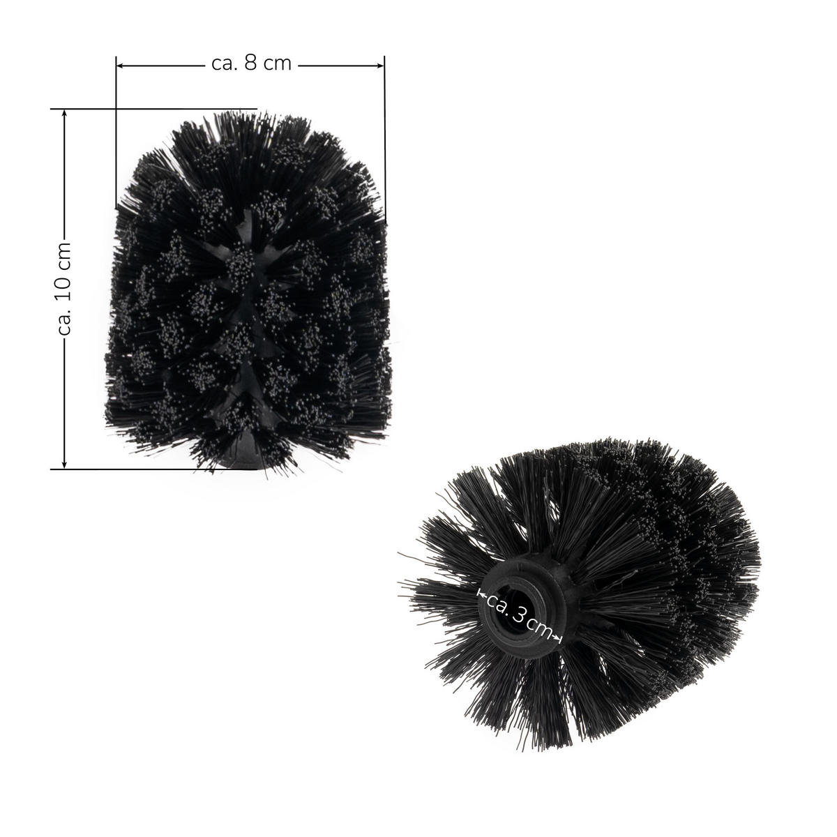 BÜRSTENKOPF 2er-Set für WC-Garnitur - Schwarz, Kunststoff (8/10cm) - bremermann