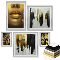 WANDBILDER 5er Set - 50x50 cm & 20x30 cm & 40x60 cm Silberner Rahmen - Sonnenuntergangsbrücke Landschaft - Silberfarben, Kunststoff (40/60cm) - ArtPrintCave