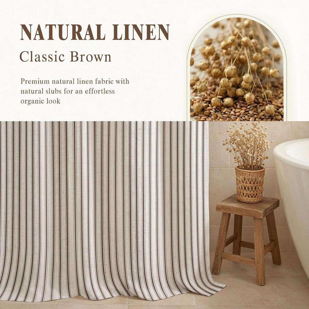 DUSCHVORHANG –Hellbraun (B 150 × H 180 cm) - Hellbraun, Textil (150/200cm)