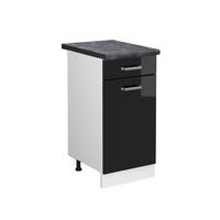KÜCHENUNTERSCHRANK R-Line Schwarz Hochglanz 40 cm, AP Anthrazit - Schwarz Hochglanz/Schwarz, Holzwerkstoff (40/81.6/60cm) - Vicco