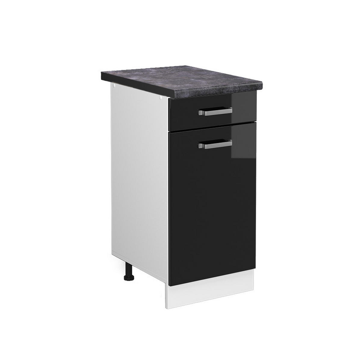 KÜCHENUNTERSCHRANK R-Line Schwarz Hochglanz 40 cm, AP Anthrazit - Schwarz Hochglanz/Schwarz, Holzwerkstoff (40/81.6/60cm) - Vicco