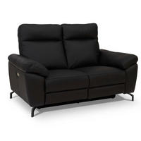 ZWEISITZER-SOFA Echtleder Schwarz - Schwarz, Leder/Metall (162/101/96cm) - Furnhouse