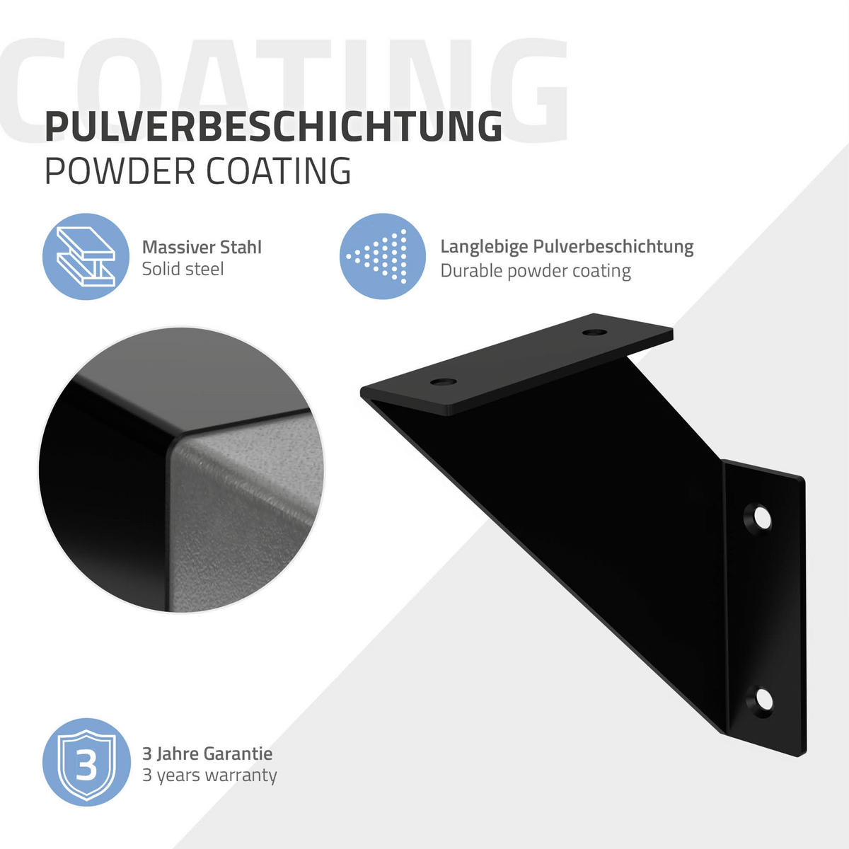 REGALHALTERUNG 2er Set - Schwarz, Metall (15/15/3cm) - ML-DESIGN