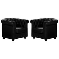 SESSEL 2er-Set - Kunstleder - Schwarz - CHESTERFIELD - Schwarz, Leder (78/72/82cm) - Vente-Unique