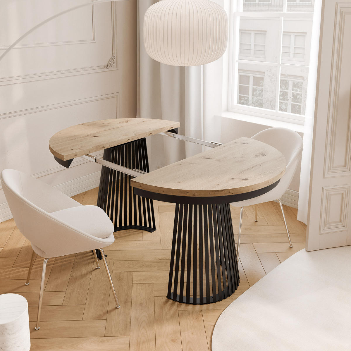 AUSZIEHTISCH AUREA 100-180/75 cm, Schwarz / Artisan-Eiche - Schwarz/Eiche Artisan, Holzwerkstoff/Metall (100/100/75cm) - Idohome