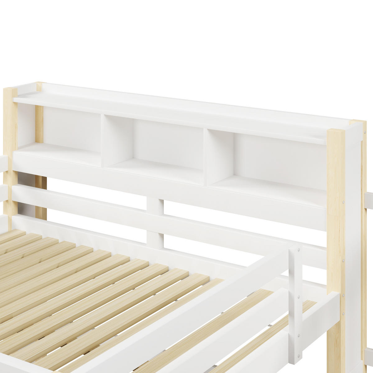 HOCHBETT 140/200 cm DE-33119 mit LED und Stauraumtreppe Weiß/Natur - Naturfarben, Holzwerkstoff (140/200cm) - ComfortXL