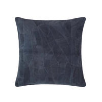 LEDERKISSEN Patchwork dunkelblau 45/45 cm - Dunkelblau, Leder/Textil (45/45cm) - Homescapes