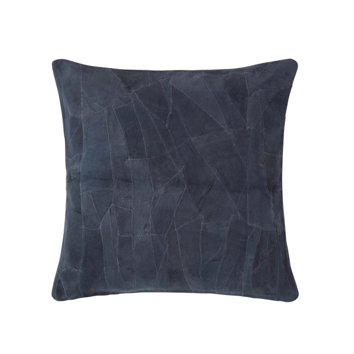 LEDERKISSEN Patchwork dunkelblau 45/45 cm - Dunkelblau, Leder/Textil (45/45cm) - Homescapes