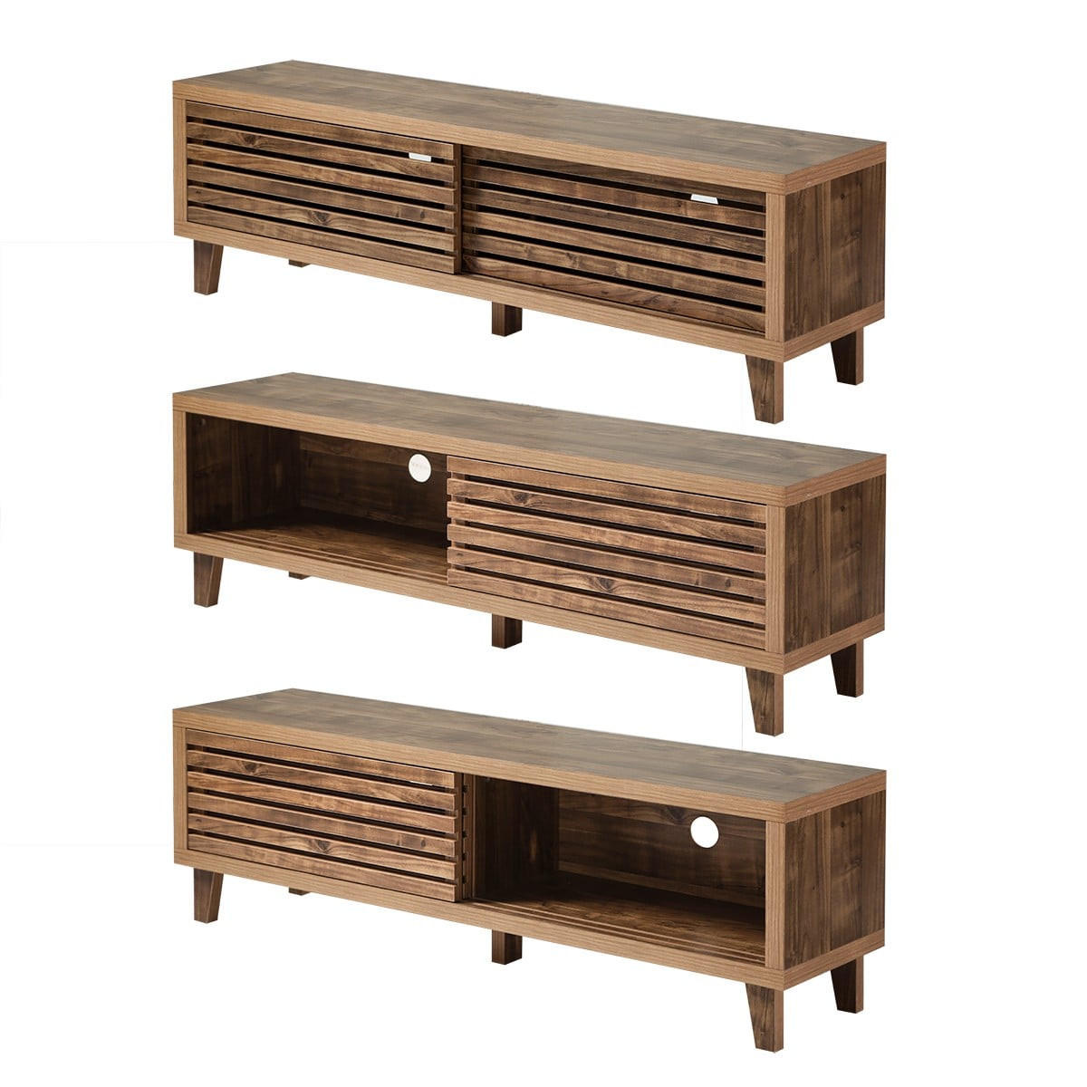 TV-MÖBEL mit 2 Schiebetüren 35/140/45 cm - Nussbaumfarben, Holzwerkstoff (35/45/140cm) - Calicosy