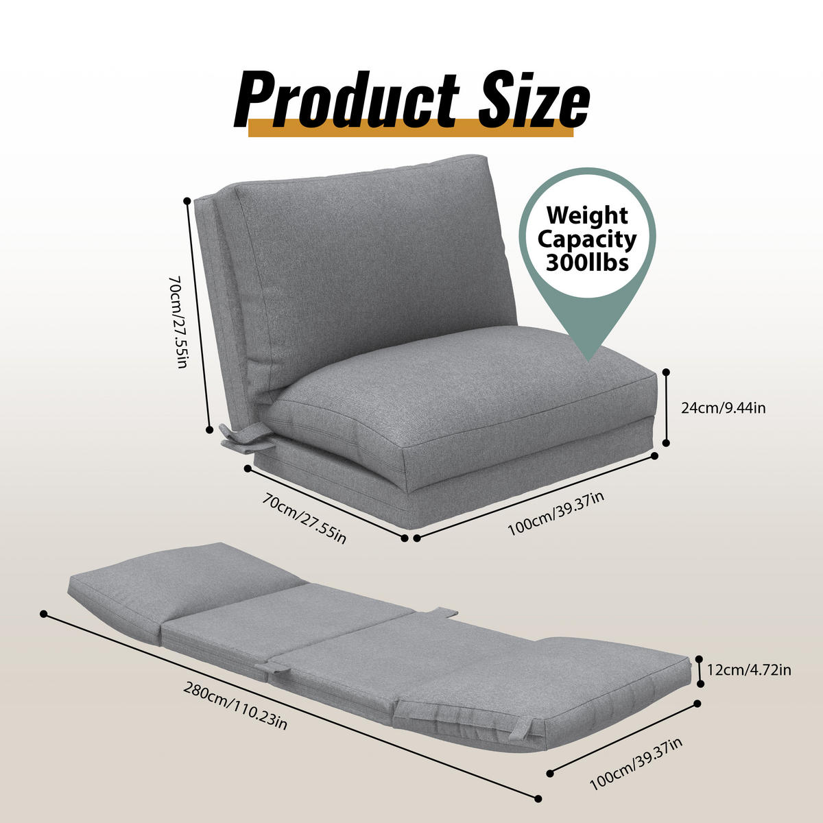 SITZSACK-SCHLAFSOFA grau - Grau, Textil (100/12/280cm) - Vercart