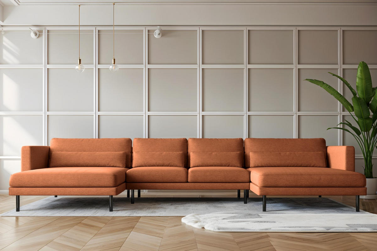 ECKSOFA DANI In U-Form Stilvolles Stoff Verita Kupfer - Kupferfarben, Holz/Textil (174/391cm) - Kaiser Möbel