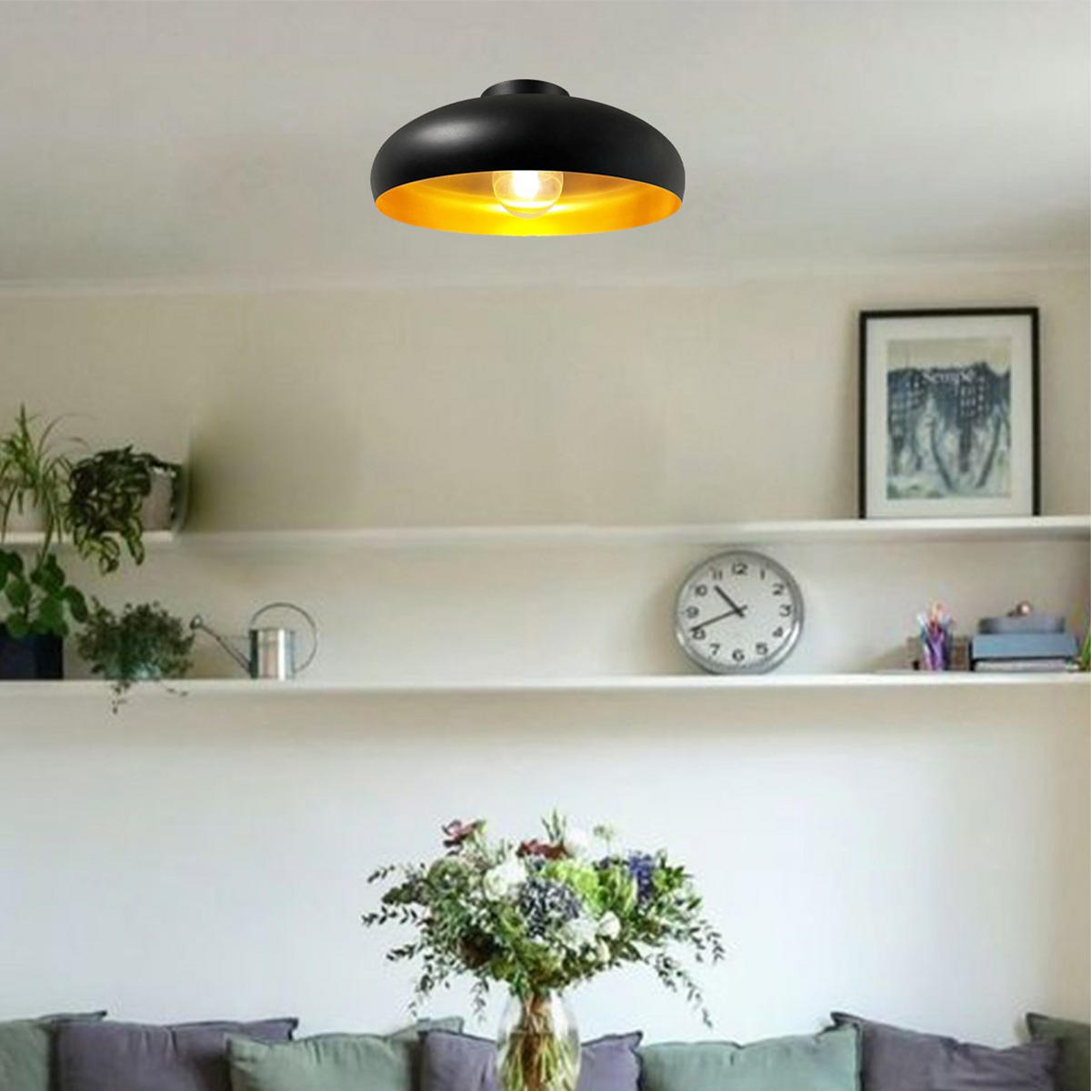 DECKENLEUCHTE Androa Lampe - Goldfarben/Schwarz, Metall (40/40/20cm) - Bamyum