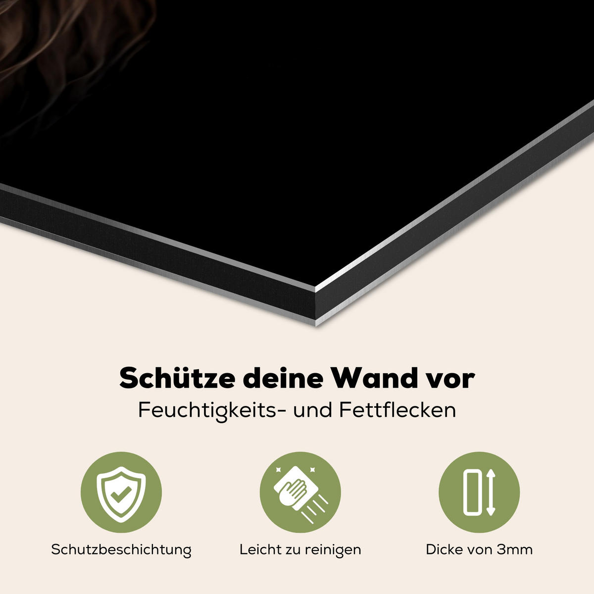 SPRITZSCHUTZ KÜCHE Schottischer Highlander - Porträt - Schwarz - Tier 60x40 cm - Braun, Metall (60/0.3/40cm) - MuchoWow