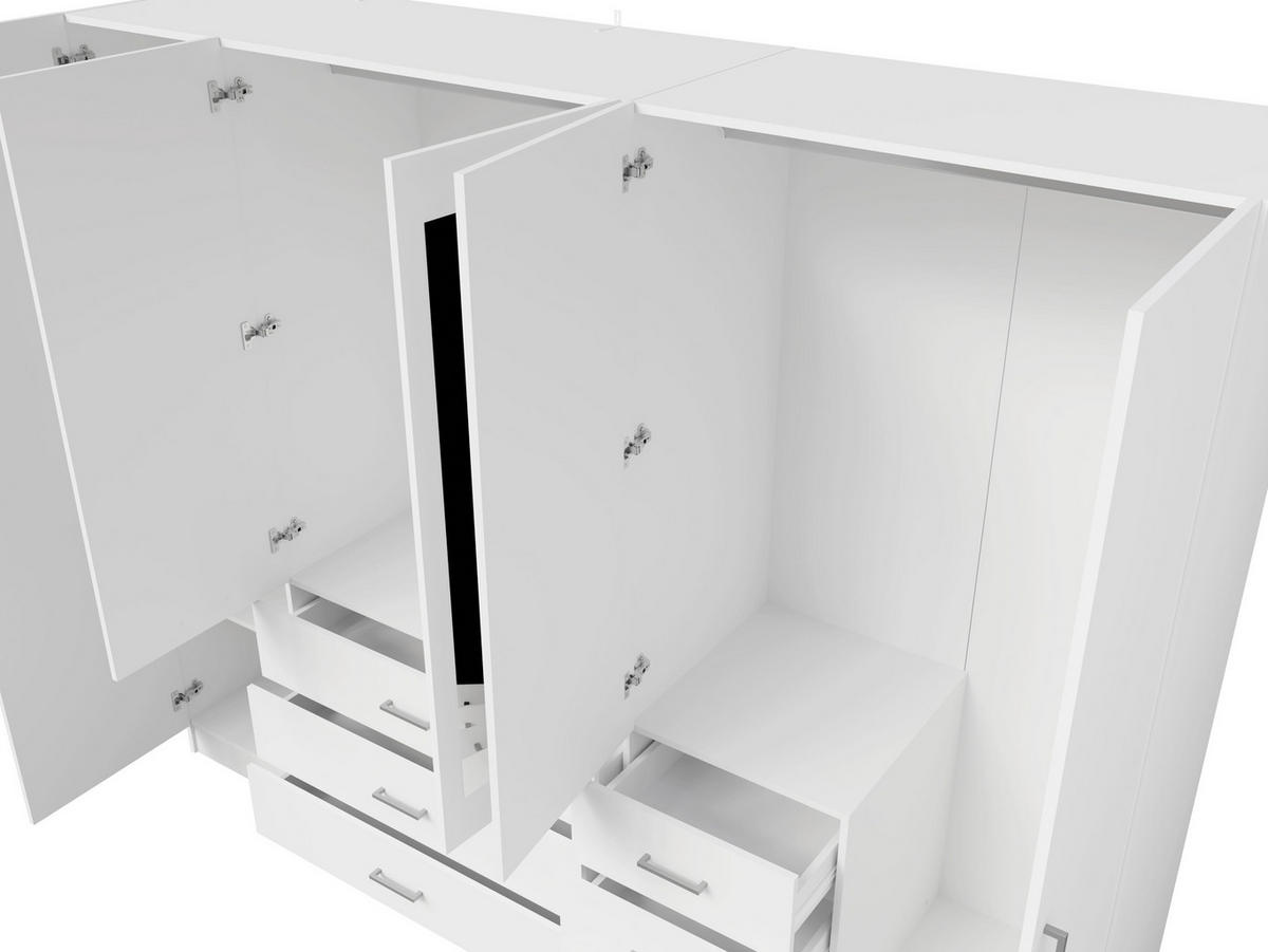 KLEIDERSCHRANK Weiß 250/200,5/58 - Weiß, Holzwerkstoff (250/201/58cm) - RAUMHIRSCH FURNITURE