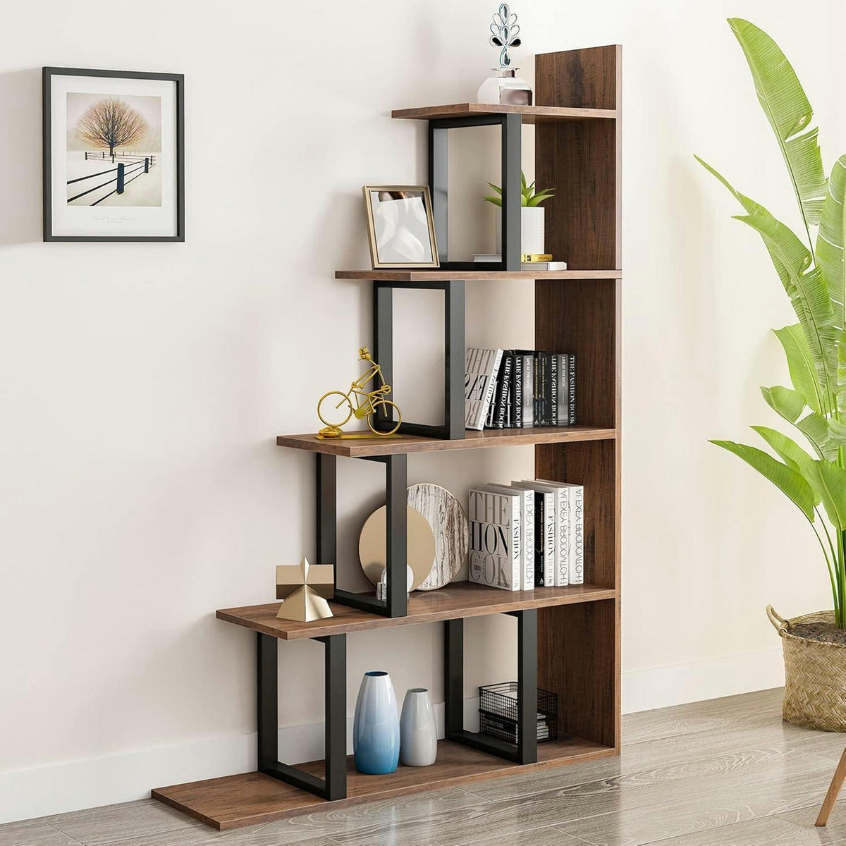 BÜCHERREGAL L-Form Braun Schwarz 102 x 30 x 160 cm - Braun, Holzwerkstoff (102/160/30cm)