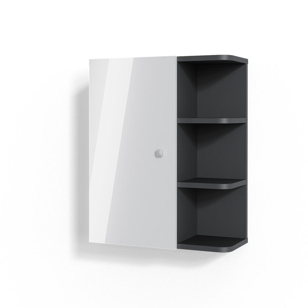 BADSCHRANK Fynn Weiß Hochglanz 47.2 x 59.2 cm - Weiß Hochglanz/Anthrazit, Holzwerkstoff (47.2/59.2/21cm) - Vicco