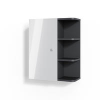 BADSCHRANK Fynn Weiß Hochglanz 47.2 x 59.2 cm - Weiß Hochglanz/Anthrazit, Holzwerkstoff (47.2/59.2/21cm) - Vicco