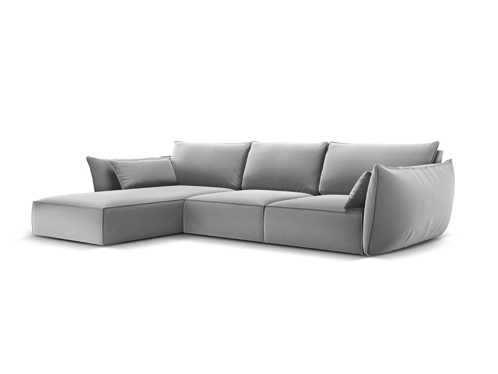 ECKSOFA links Kaelle aus Samt grau 4 Sitzplätze - Grau, Textil (171/308cm) - Micadoni