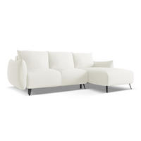 ECKSOFA mit Schlaffunktion Chenille Stoff Weiß - Schwarz/Weiß, Textil/Metall (242/162cm) - Makamii