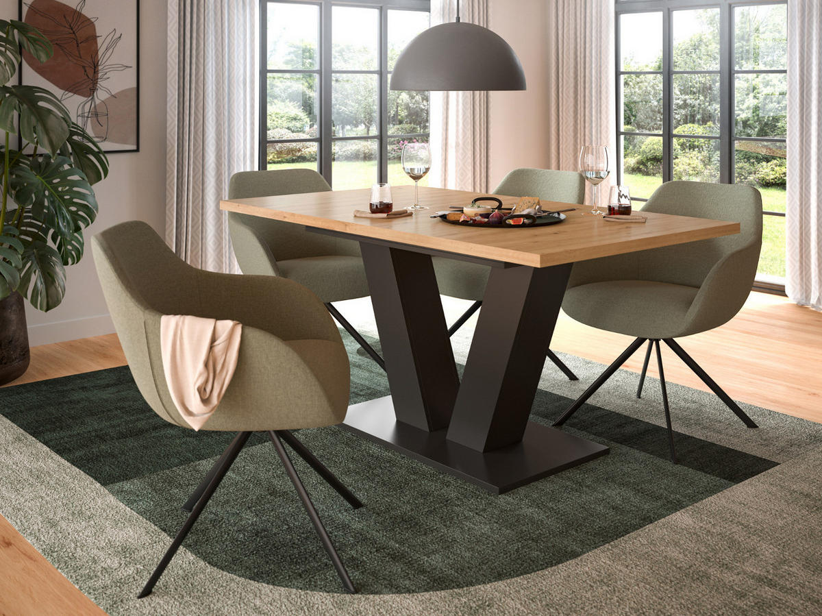 ESSTISCH Eiche, grau 150 - 190 cm, Küchentisch ausziehbar - Eiche Artisan/Grau, Holz/Holzwerkstoff (150/90/76cm) - Inn.Furn