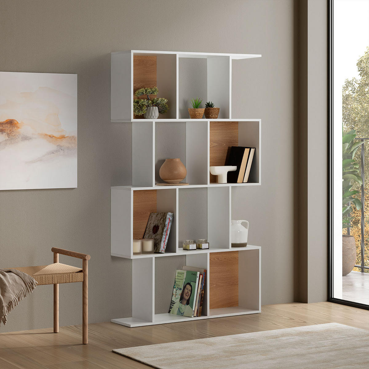 REGAL Nagato 8 fächern weiße Farbe - Weiß, Holzwerkstoff (98/168/25cm) - VS Venta-stock