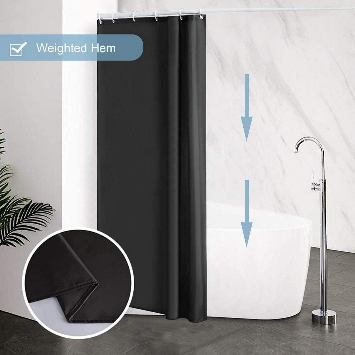 DUSCHVORHANG Schwarz 100 x 200 cm - Schwarz, Textil (100/200cm)