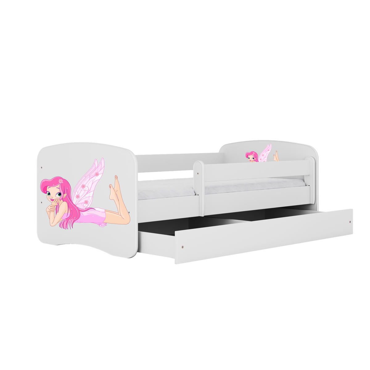 KINDERBETT Fee mit Flügeln mit Schublade 140/70 80/61/144 - Weiß, Holzwerkstoff (70/140cm) - RAUMHIRSCH FURNITURE